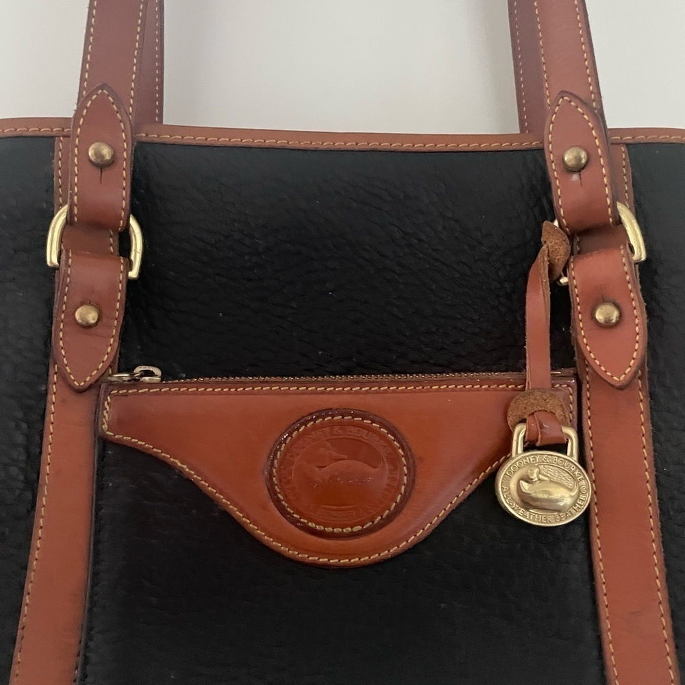 Dooney & Bourke Pebbled Leather All Weather Bag Dark Navy British Tan - Picture 3 of 14